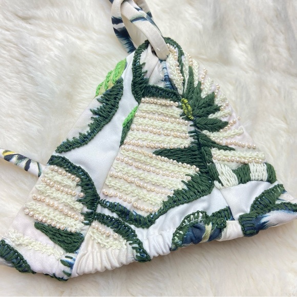 NWOT agua Bendita caliope floral beaded string bikini 12463 - Picture 10 of 12